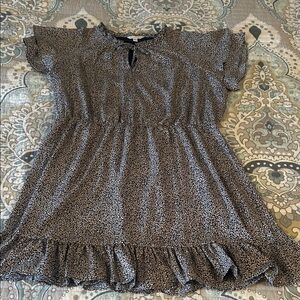 LC Lauren Conrad Navy and Light Pink Floral Flutter Sleeve Dress